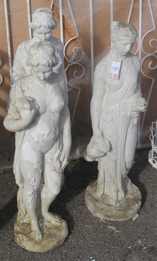 3 garden figures of ladies(-)